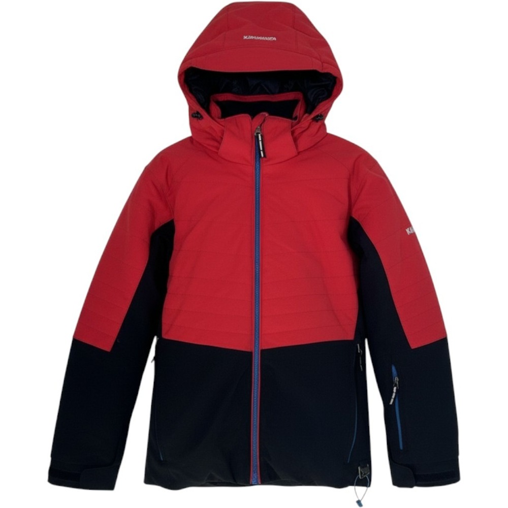 Karbon Womens Red Black Colorblock Hooded Ski Jacket Full Zip Winter Coat